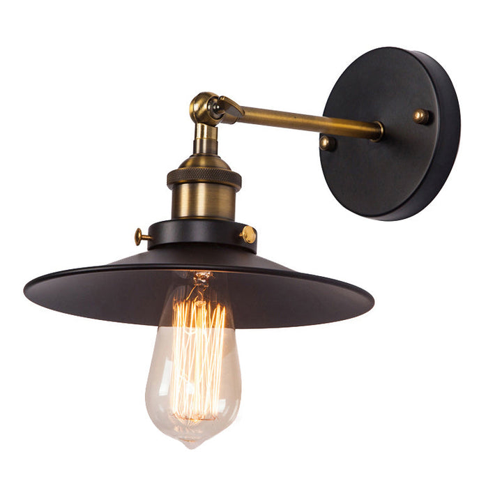 Lisslune | Cone-shaped metal wall lighting antique 1-light hallway wall-mounted light in black