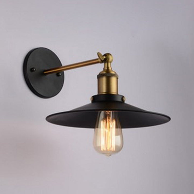 Lisslune | Cone-shaped metal wall lighting antique 1-light hallway wall-mounted light in black