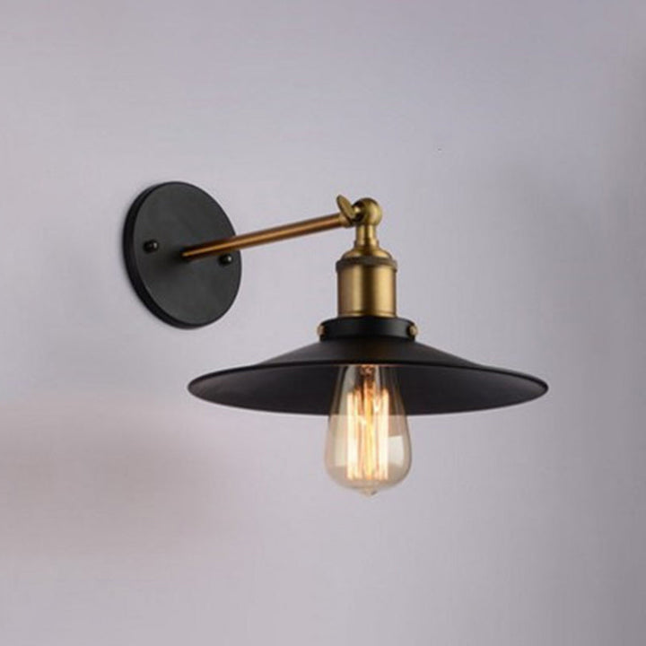 Lisslune | Cone-shaped metal wall lighting antique 1-light hallway wall-mounted light in black