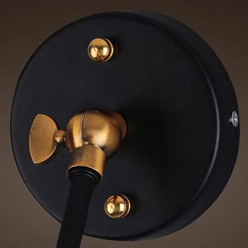 Lisslune | Black Umbrella Shade Folding Wall Lamp Retro Style Single Bulb Restaurant Wall Lighting Fixture