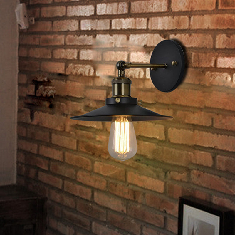 Lisslune | Iron conical shade wall lamp simplicity restaurant wall lamp in black