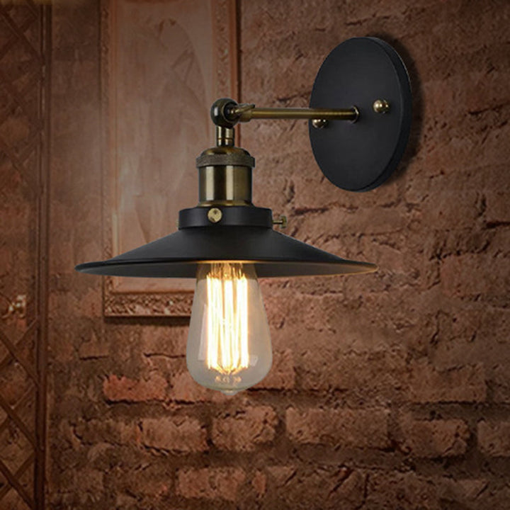 Lisslune | Iron conical shade wall lamp simplicity restaurant wall lamp in black