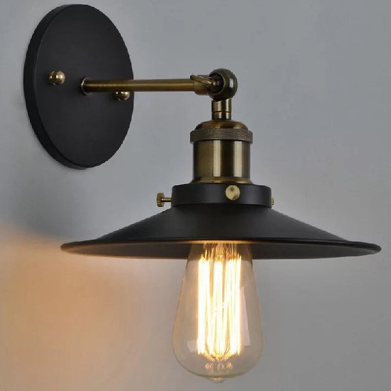 Lisslune | Iron conical shade wall lamp simplicity restaurant wall lamp in black