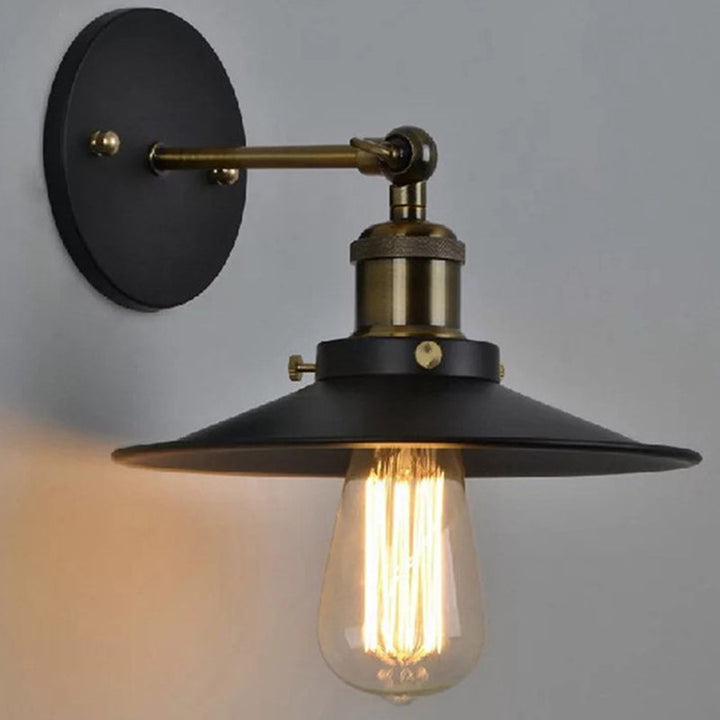 Lisslune | Iron conical shade wall lamp simplicity restaurant wall lamp in black