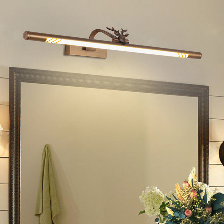 Skørter | Metal Brass Vanity Light Fixture Tube LED 19.5"/27"/31.5" W Traditional Wall Lamp in White/Warm Light