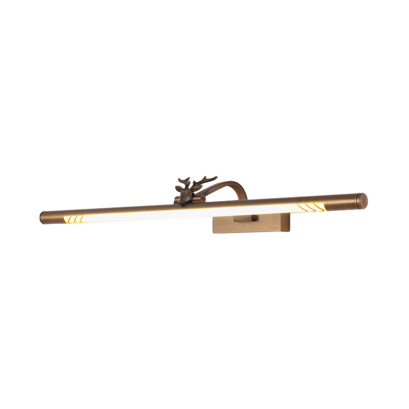 Skørter | Metal Brass Vanity Light Fixture Tube LED 19.5"/27"/31.5" W Traditional Wall Lamp in White/Warm Light