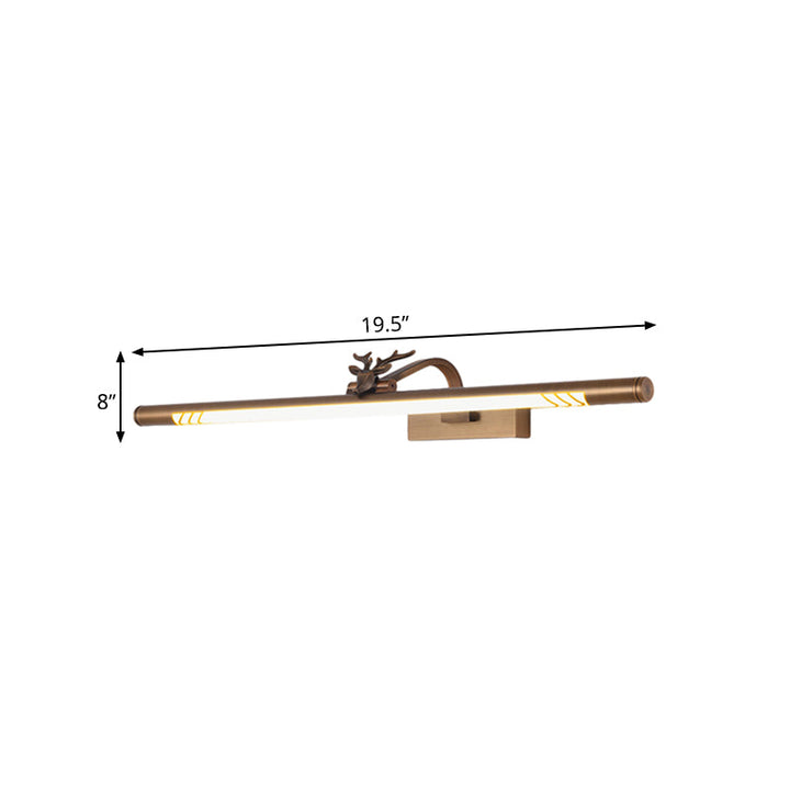 Skørter | Metal Brass Vanity Light Fixture Tube LED 19.5"/27"/31.5" W Traditional Wall Lamp in White/Warm Light