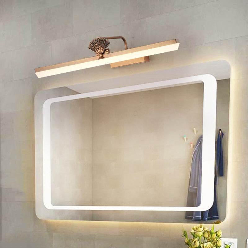 Skørter | 17"/23" W Brass Extended Vanity Wall Lamp Traditional Metal LED Bathroom Wall Lamp, White/Warm Light