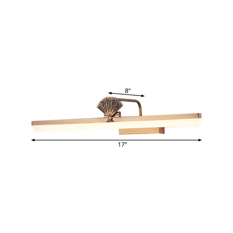 Skørter | 17"/23" W Brass Extended Vanity Wall Lamp Traditional Metal LED Bathroom Wall Lamp, White/Warm Light