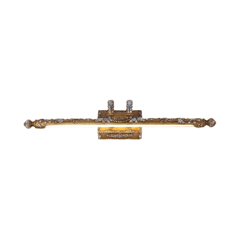 Skørter | LED Resin Vanity Lighting Classic Brass Linear Bedroom Wall Light Fixture in White/Warm Light, 21"/27" W