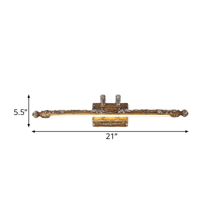 Skørter | LED Resin Vanity Lighting Classic Brass Linear Bedroom Wall Light Fixture in White/Warm Light, 21"/27" W