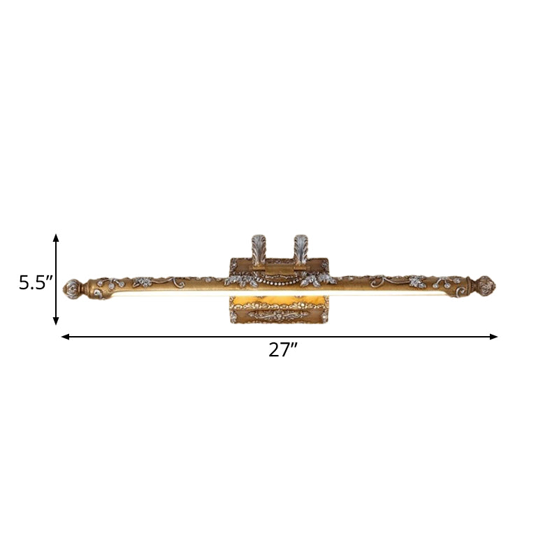 Skørter | LED Resin Vanity Lighting Classic Brass Linear Bedroom Wall Light Fixture in White/Warm Light, 21"/27" W