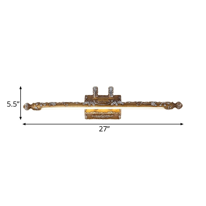 Skørter | LED Resin Vanity Lighting Classic Brass Linear Bedroom Wall Light Fixture in White/Warm Light, 21"/27" W