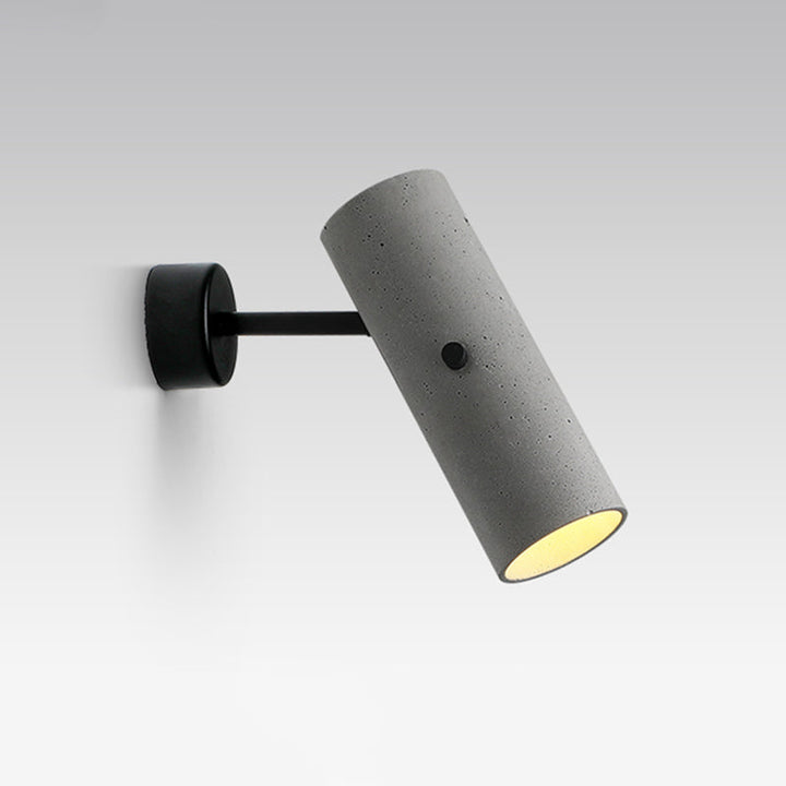 Lisslune | Cylindrical Shade Cement Wall Spotlight Minimalist Gray LED Wall Light