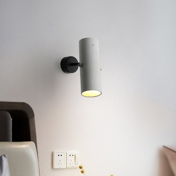 Lisslune | Cylindrical Shade Cement Wall Spotlight Minimalist Gray LED Wall Light