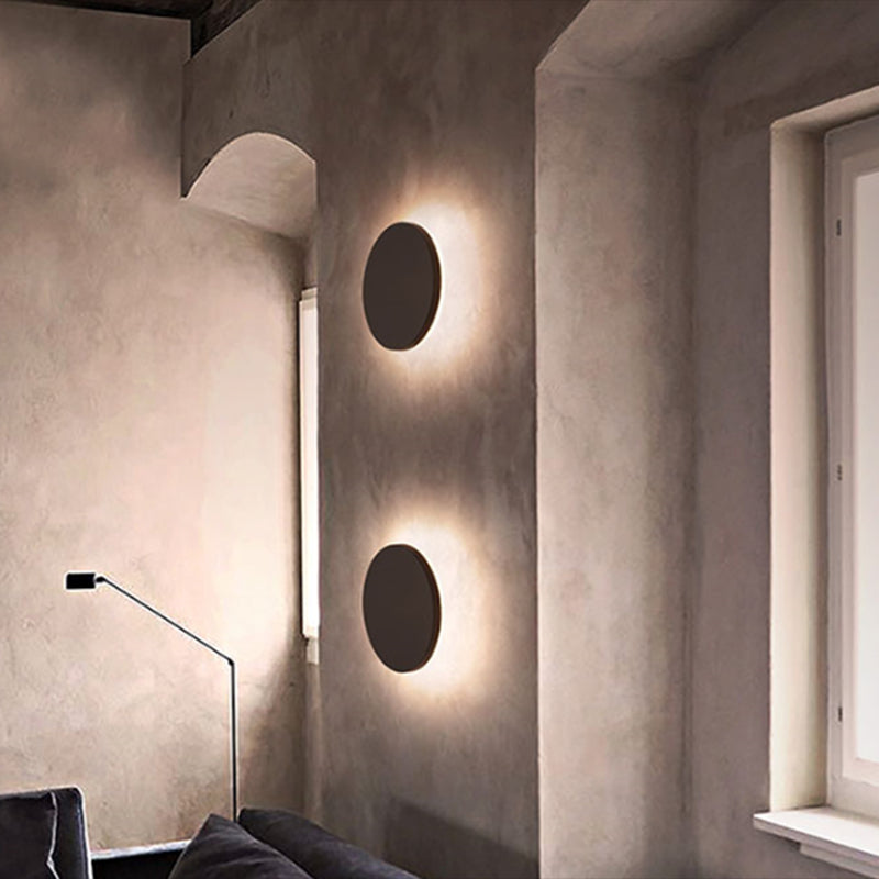 Skørter | Flat round LED wall light Simplicity Cement bedroom wall light in gray
