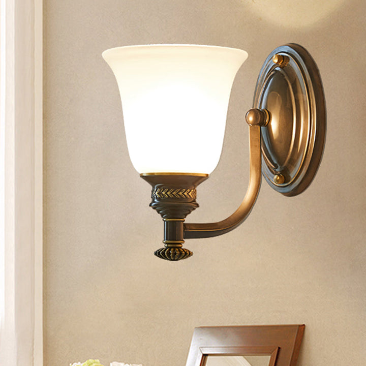 Skørter | Bell Shade Frosted Glass Wall Lamp Vintage Corridor Wall Mount Lamp in Black