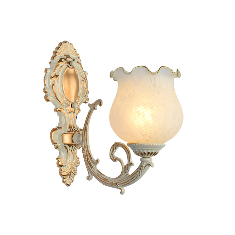 Skørter | Bud Shade Living Room Wall Lamp rustic style ruffled glass white wall lighting unit