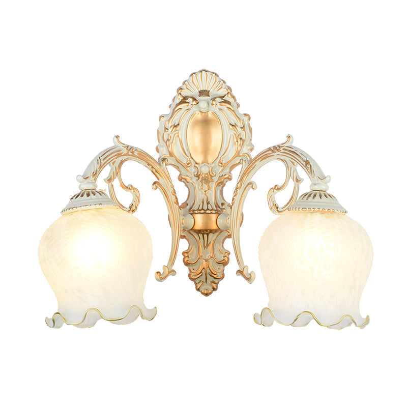 Skørter | Bud Shade Living Room Wall Lamp rustic style ruffled glass white wall lighting unit