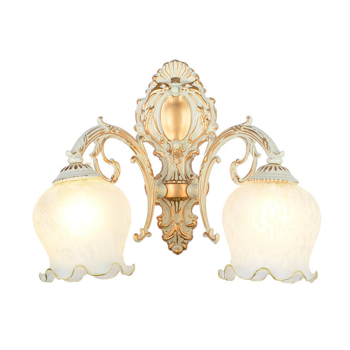 Skørter | Bud Shade Living Room Wall Lamp rustic style ruffled glass white wall lighting unit