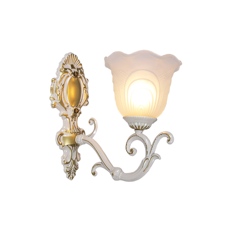 Skørter | Bud Shade Living Room Wall Lamp rustic style ruffled glass white wall lighting unit