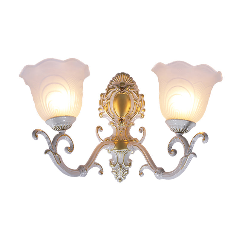 Skørter | Bud Shade Living Room Wall Lamp rustic style ruffled glass white wall lighting unit