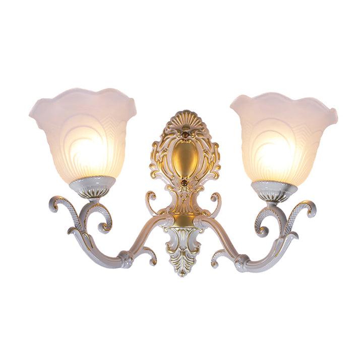Skørter | Bud Shade Living Room Wall Lamp rustic style ruffled glass white wall lighting unit