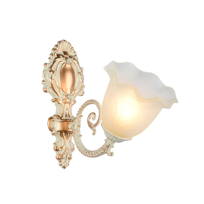 Skørter | Bud Shade Living Room Wall Lamp rustic style ruffled glass white wall lighting unit