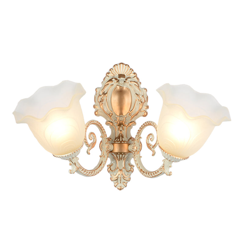 Skørter | Bud Shade Living Room Wall Lamp rustic style ruffled glass white wall lighting unit