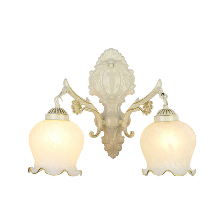 Skørter | Bud Shade Living Room Wall Lamp rustic style ruffled glass white wall lighting unit