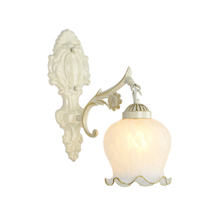 Skørter | Bud Shade Living Room Wall Lamp rustic style ruffled glass white wall lighting unit