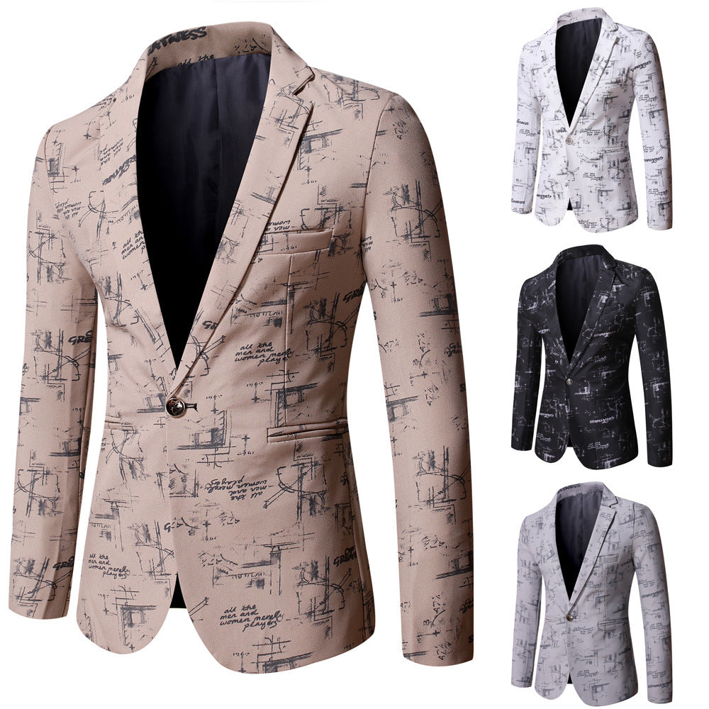 Men's designer blazer with creative graphic Lisslune
