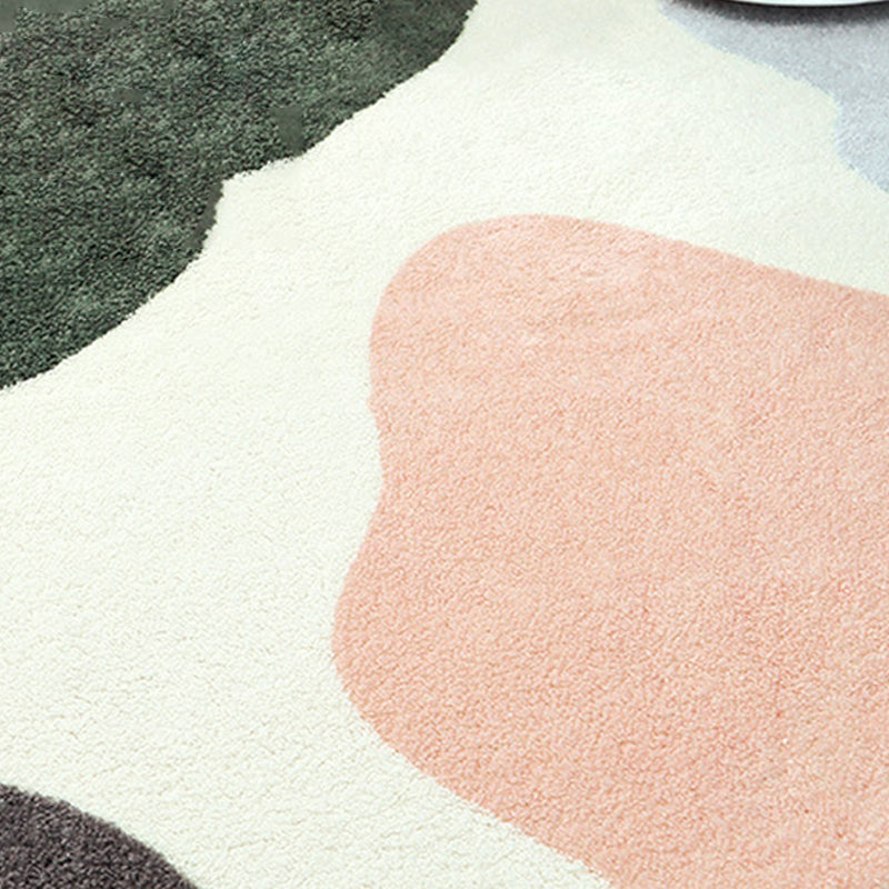 Lisslune | Cute Kids Room Carpet Multi color Plant Printed Area Rug Polyester Non-Slip Rug Machine Washable Carpet
