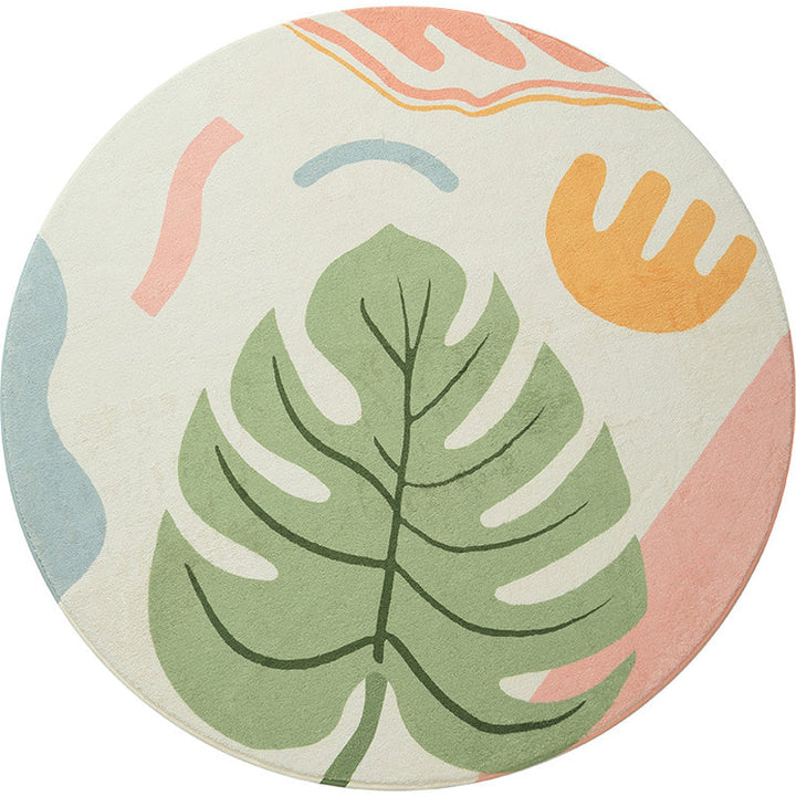 Lisslune | Cute Kids Room Carpet Multi color Plant Printed Area Rug Polyester Non-Slip Rug Machine Washable Carpet