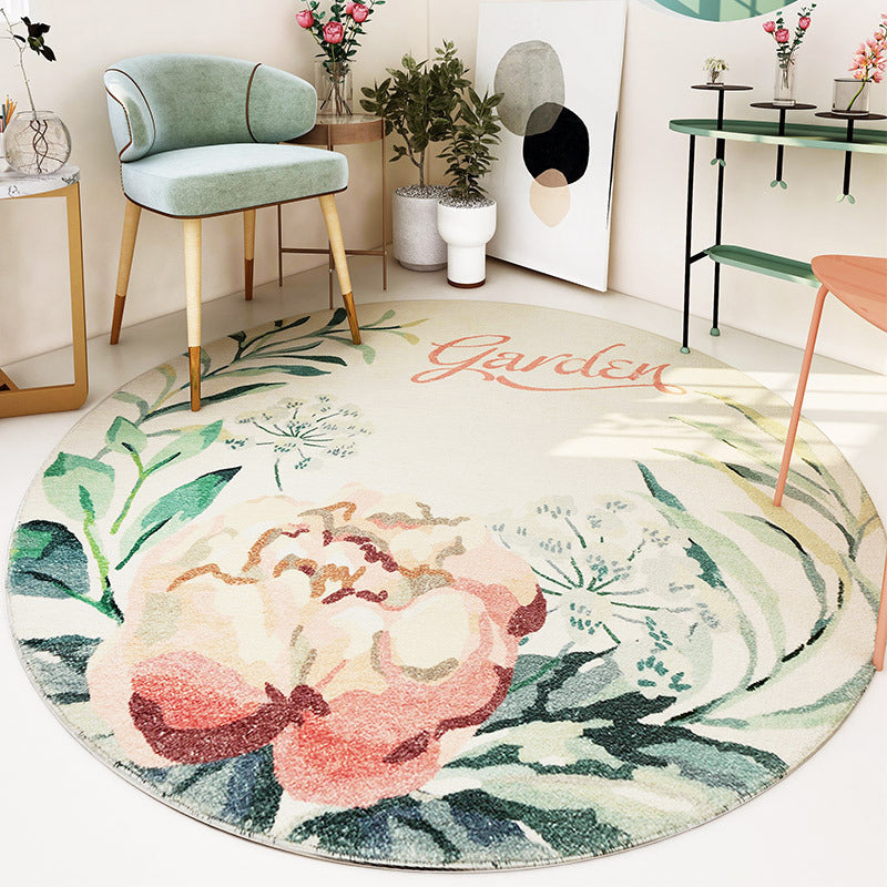 Lisslune | Cute Kids Room Carpet Multi color Plant Printed Area Rug Polyester Non-Slip Rug Machine Washable Carpet