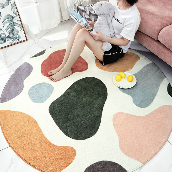 Lisslune | Cute Kids Room Carpet Multi color Plant Printed Area Rug Polyester Non-Slip Rug Machine Washable Carpet