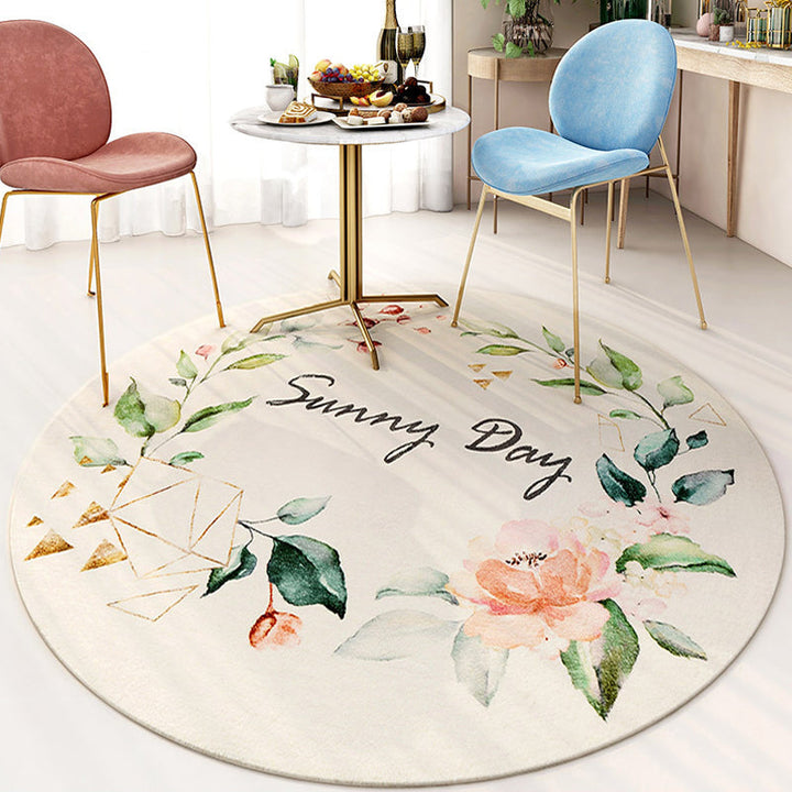 Lisslune | Cute Kids Room Carpet Multi color Plant Printed Area Rug Polyester Non-Slip Rug Machine Washable Carpet