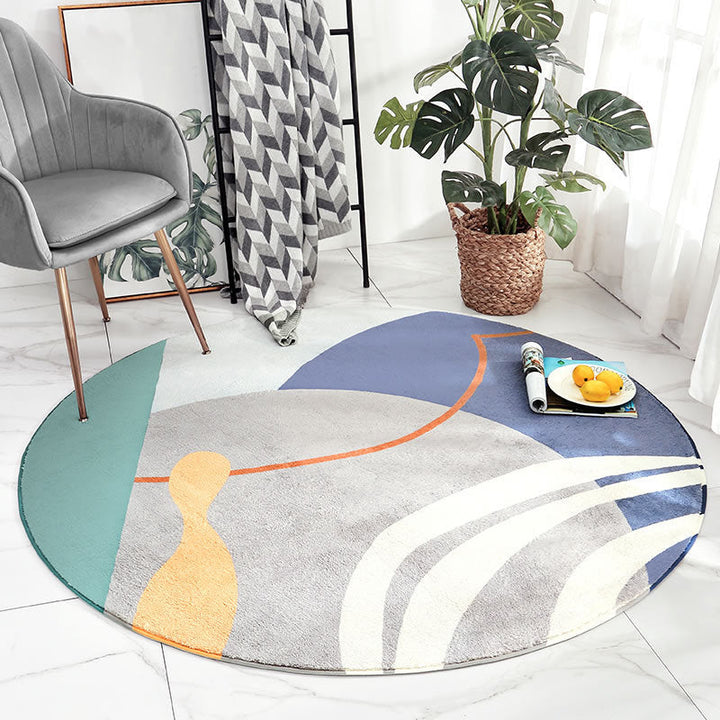 Lisslune | Cute Kids Room Carpet Multi color Plant Printed Area Rug Polyester Non-Slip Rug Machine Washable Carpet