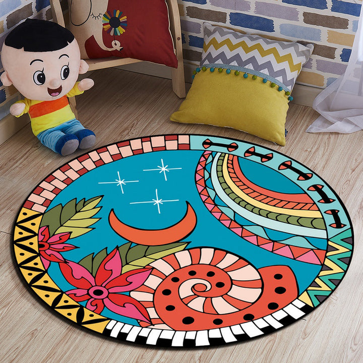 Lisslune | Multi-colored comfort carpet cotton blend animal print carpet pet-friendly maintenance-friendly carpet for children's room