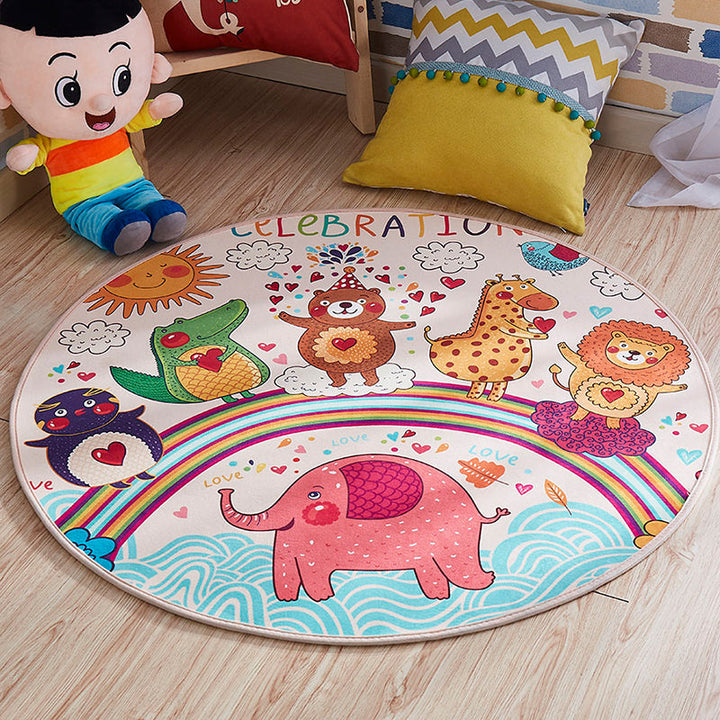 Lisslune | Multi-colored comfort carpet cotton blend animal print carpet pet-friendly maintenance-friendly carpet for children's room