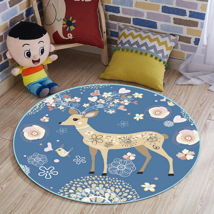 Lisslune | Multi-colored comfort carpet cotton blend animal print carpet pet-friendly maintenance-friendly carpet for children's room