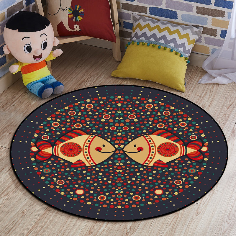Lisslune | Multi-colored comfort carpet cotton blend animal print carpet pet-friendly maintenance-friendly carpet for children's room