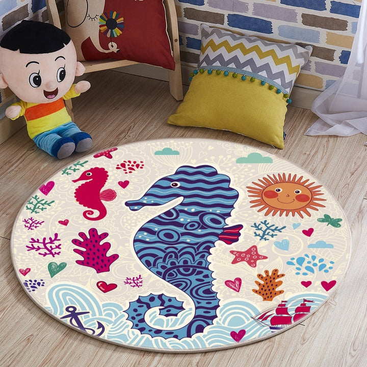 Lisslune | Multi-colored comfort carpet cotton blend animal print carpet pet-friendly maintenance-friendly carpet for children's room
