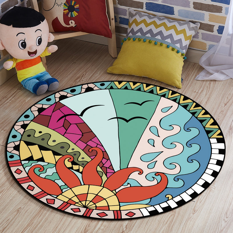Lisslune | Multi-colored comfort carpet cotton blend animal print carpet pet-friendly maintenance-friendly carpet for children's room