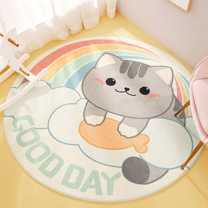 Lisslune | Cute Animal Pattern Rug Multi-Color Synthetic Rug Anti-Slip Back Washable Rug for Kids Room