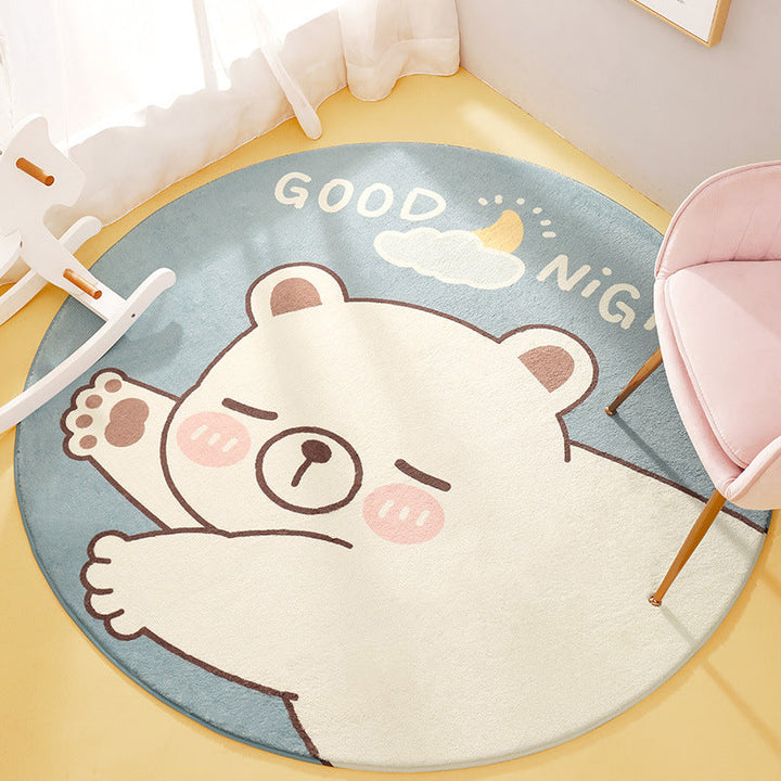 Lisslune | Cute Animal Pattern Rug Multi-Color Synthetic Rug Anti-Slip Back Washable Rug for Kids Room