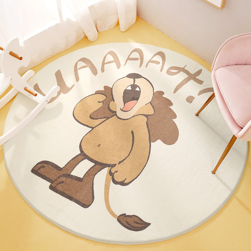 Lisslune | Cute Animal Pattern Rug Multi-Color Synthetic Rug Anti-Slip Back Washable Rug for Kids Room