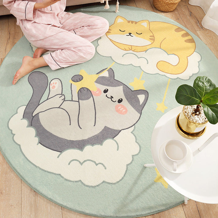 Lisslune | Cute Animal Pattern Rug Multi-Color Synthetic Rug Anti-Slip Back Washable Rug for Kids Room