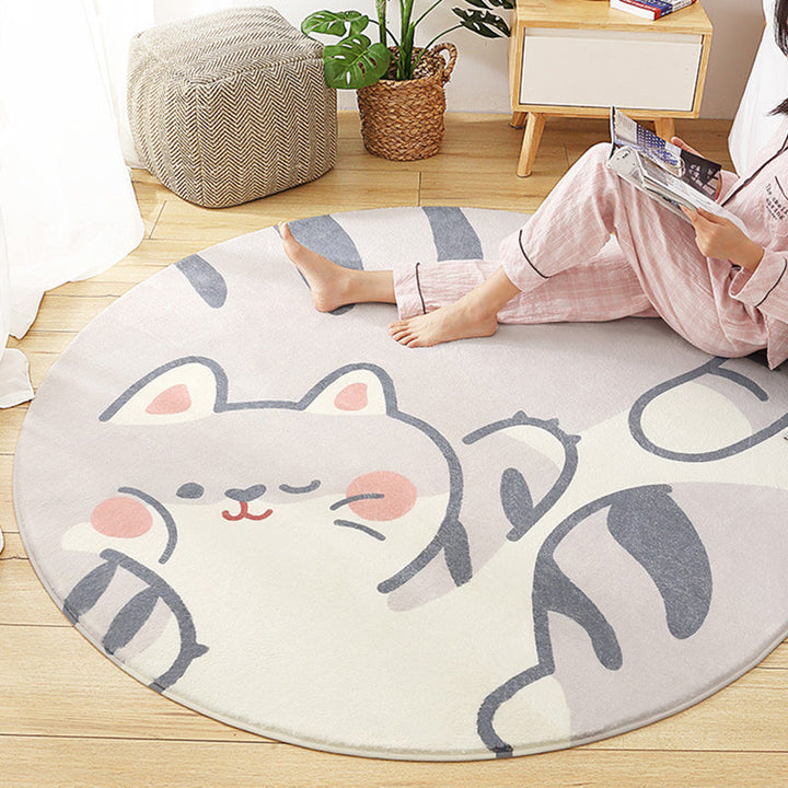 Lisslune | Cute Animal Pattern Rug Multi-Color Synthetic Rug Anti-Slip Back Washable Rug for Kids Room