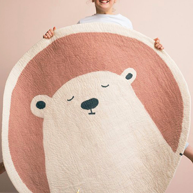 Lisslune | Multi-colored Kids Room Carpet Relaxing Animal Print Area Rug Cotton Blend Non-Slip Back Indoor Rug